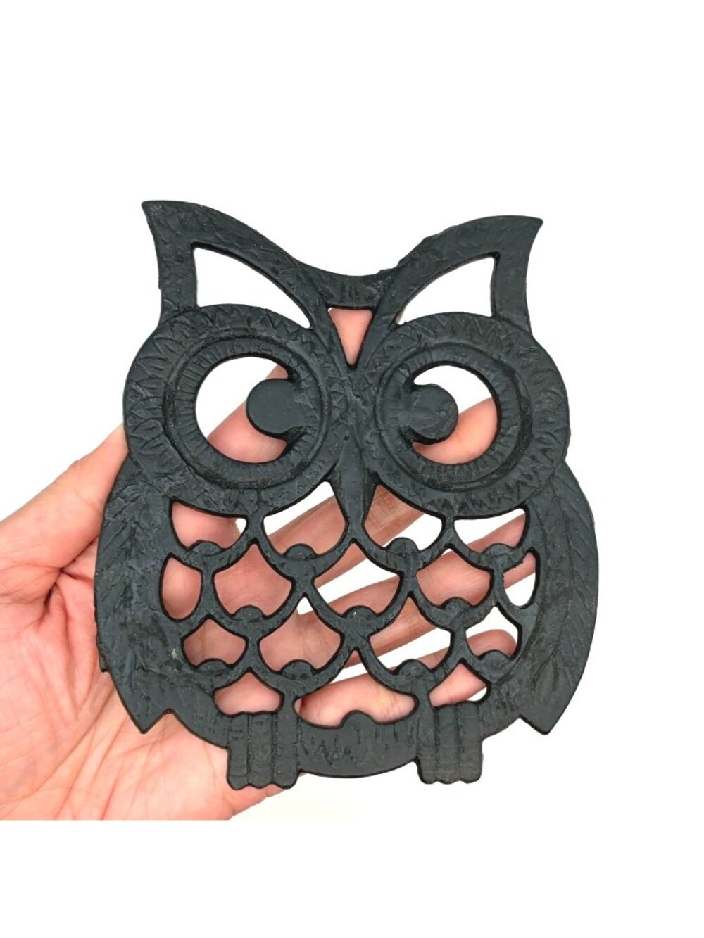 Vintage Cast Iron Owl Trivet 5"